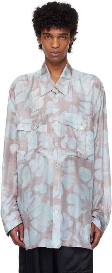 Skjorte Dries Van Noten Dries Van Noten Silk Floral-Print Shirt Blå | 251-020721-1202, 0