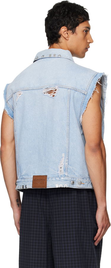 Vest Alexander Wang Alexander Wang Distressed Oversized Hardware Denim Vest Blå | UDC3252816, 2