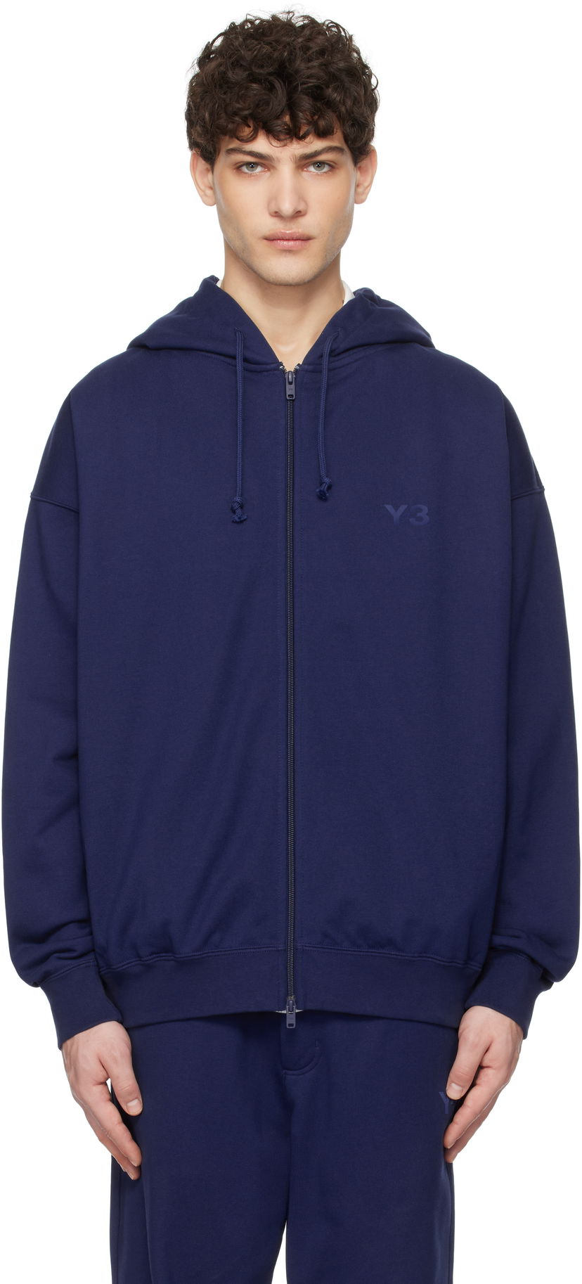 Sweatshirt Y-3 Y-3 French Terry Zip Hoodie Mørkeblå | JM7839