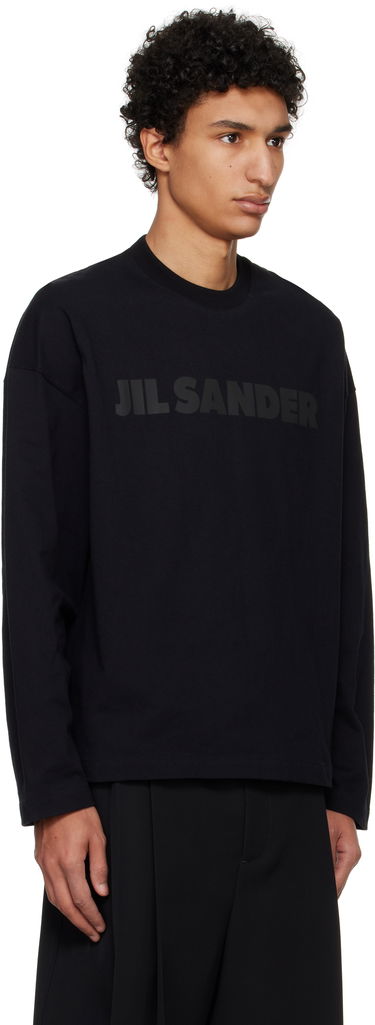 T-shirt Jil Sander Black Printed-Logo Long Sleeve T-Shirt Sort | J21GC0167_J20243, 1