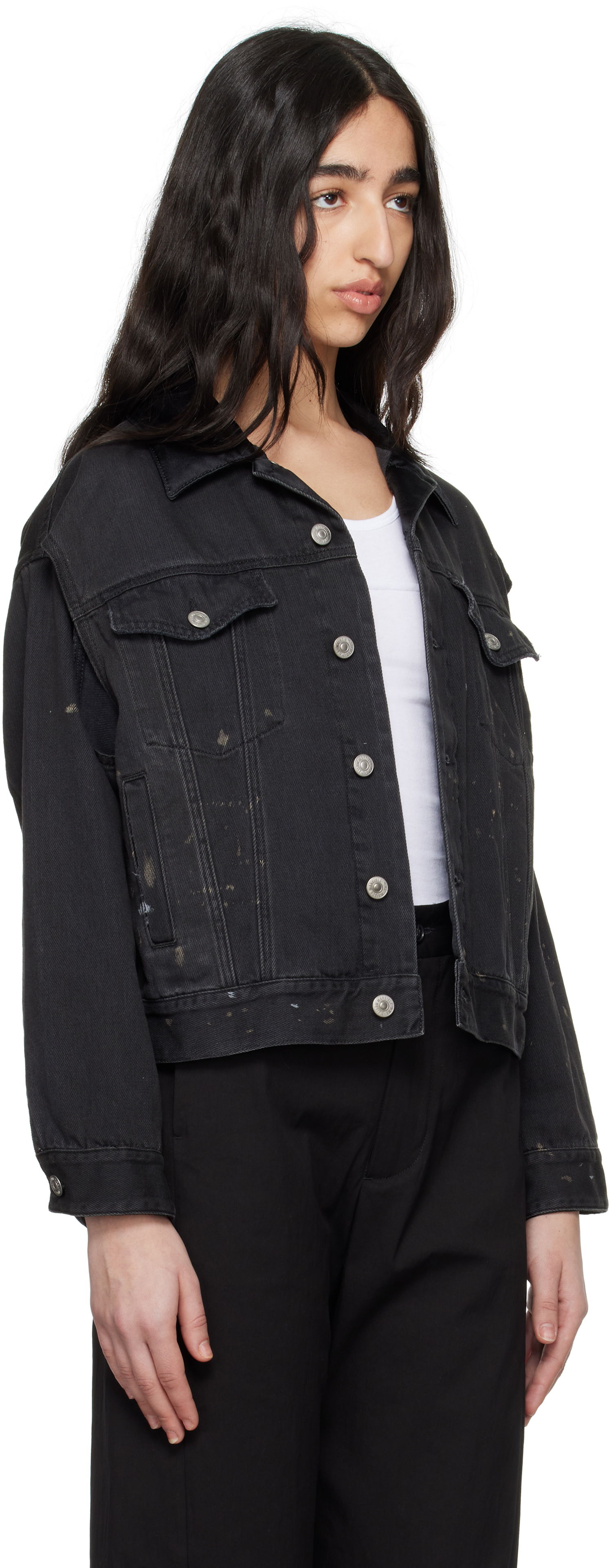 Jakke Maison Margiela MM6 Maison Margiela Splatter Effect Denim Jacket Sort | S62AN0150 M30011, 1