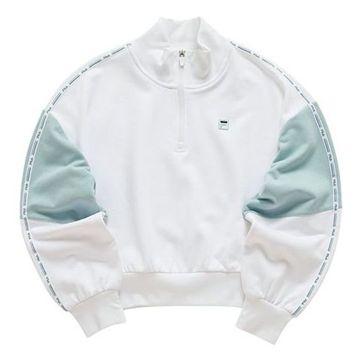 Sweatshirt FILA Fila Sports Contrasting Colors Stand Collar Pullover Half Zipper Hoodie Hvid | T11W043205F-WT, 0
