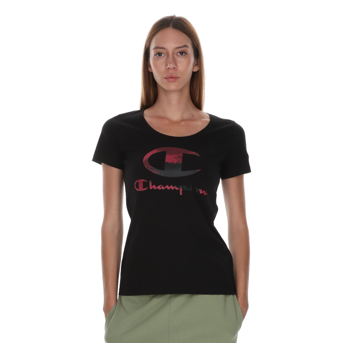 T-shirt Champion Distressed Logo Crewneck T-Shirt Sort | 118569-KK001, 0