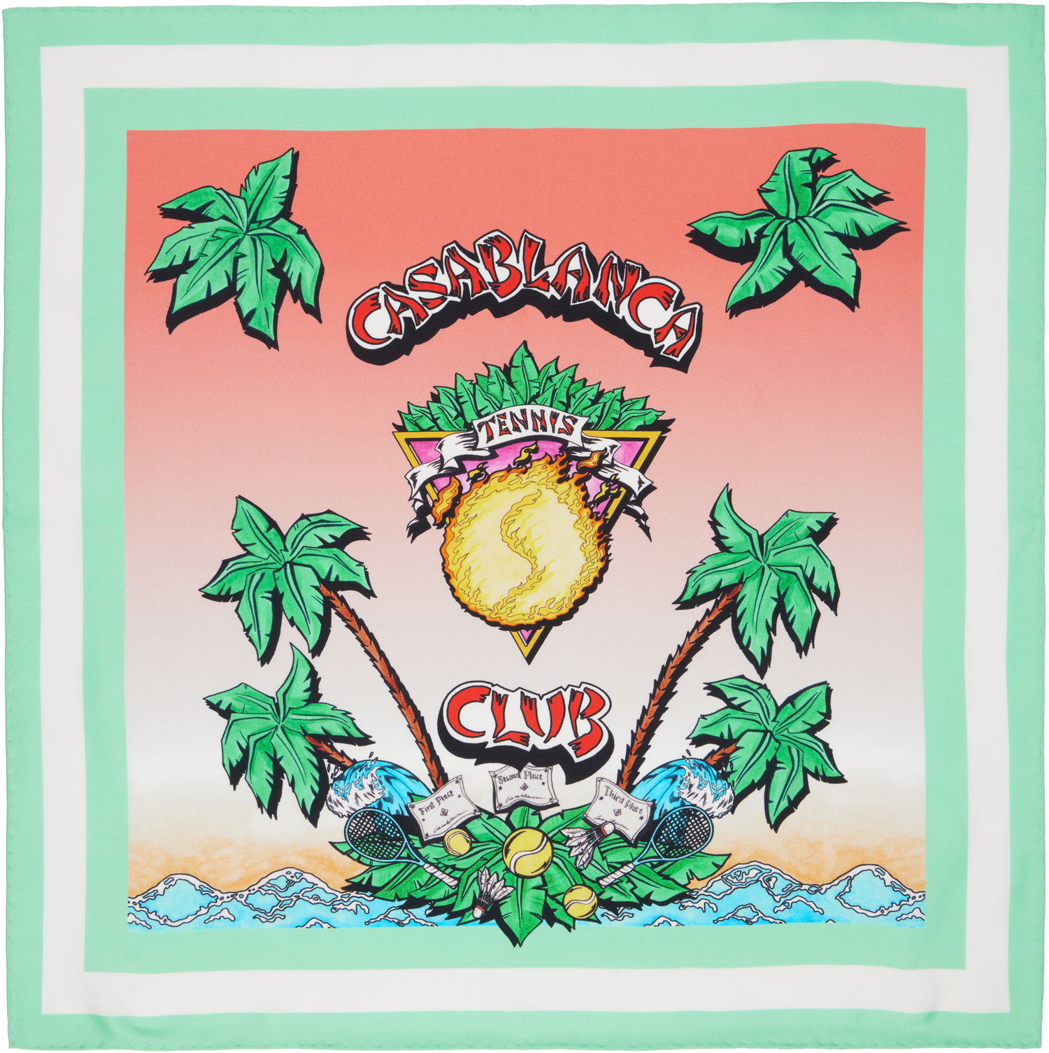 Tørklæde Casablanca Casablanca 'Tennis Club' Silk Scarf Flerfarvet | AS25-ACC-053-03, 0