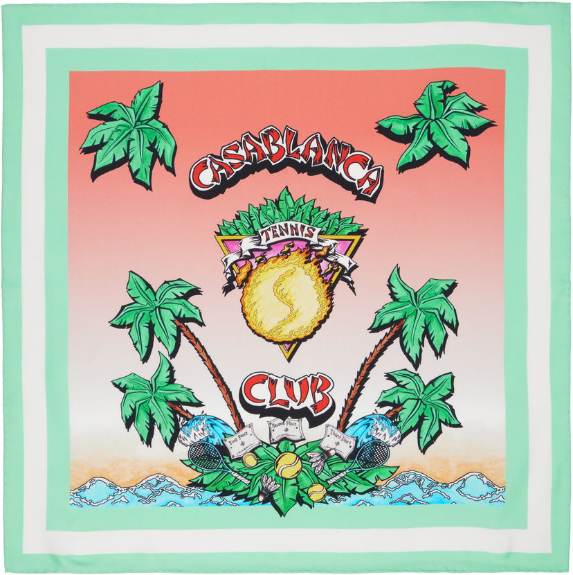 Tørklæde Casablanca Casablanca 'Tennis Club' Silk Scarf Flerfarvet | AS25-ACC-053-03