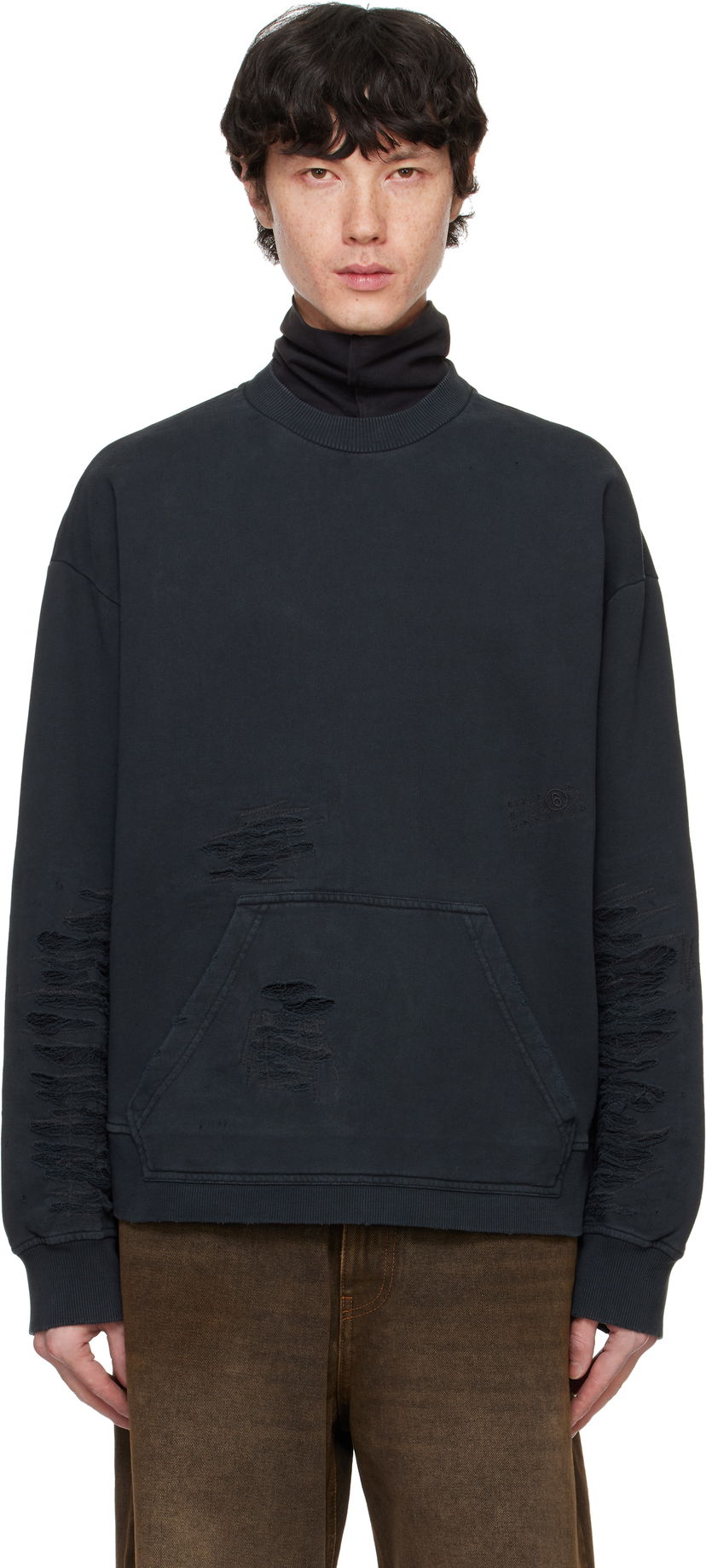 Sweatshirt Maison Margiela Distressed Sweatshirt Sort | SH2GU0010 M25004