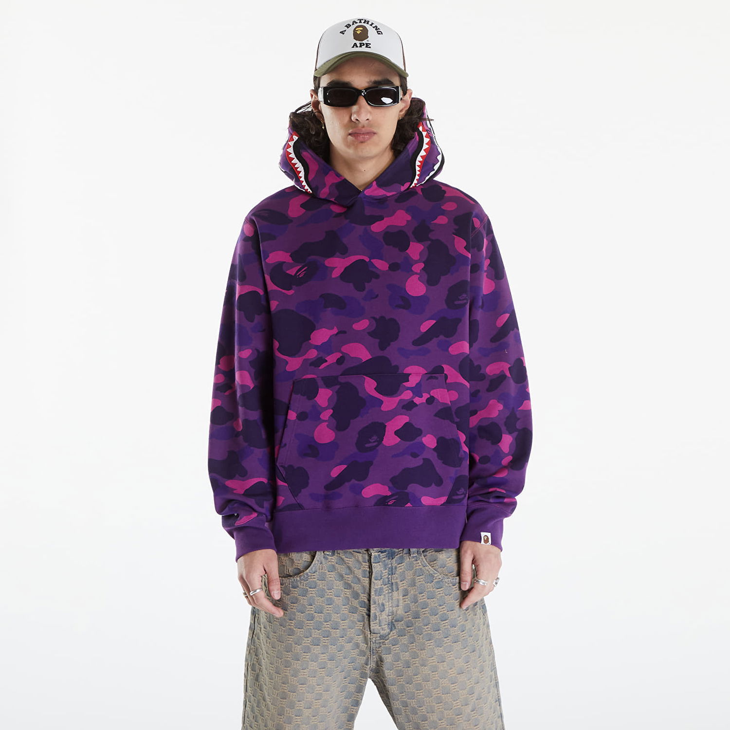 Sweatshirt BAPE A BATHING APE Color Camo Shark Pullover Hoodie Purple Lilla | 001PPK301002M PUR, 0