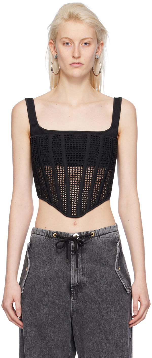 Tanktop Dion Lee Knitted Square Neck Tank Top Sort | A7768PS24