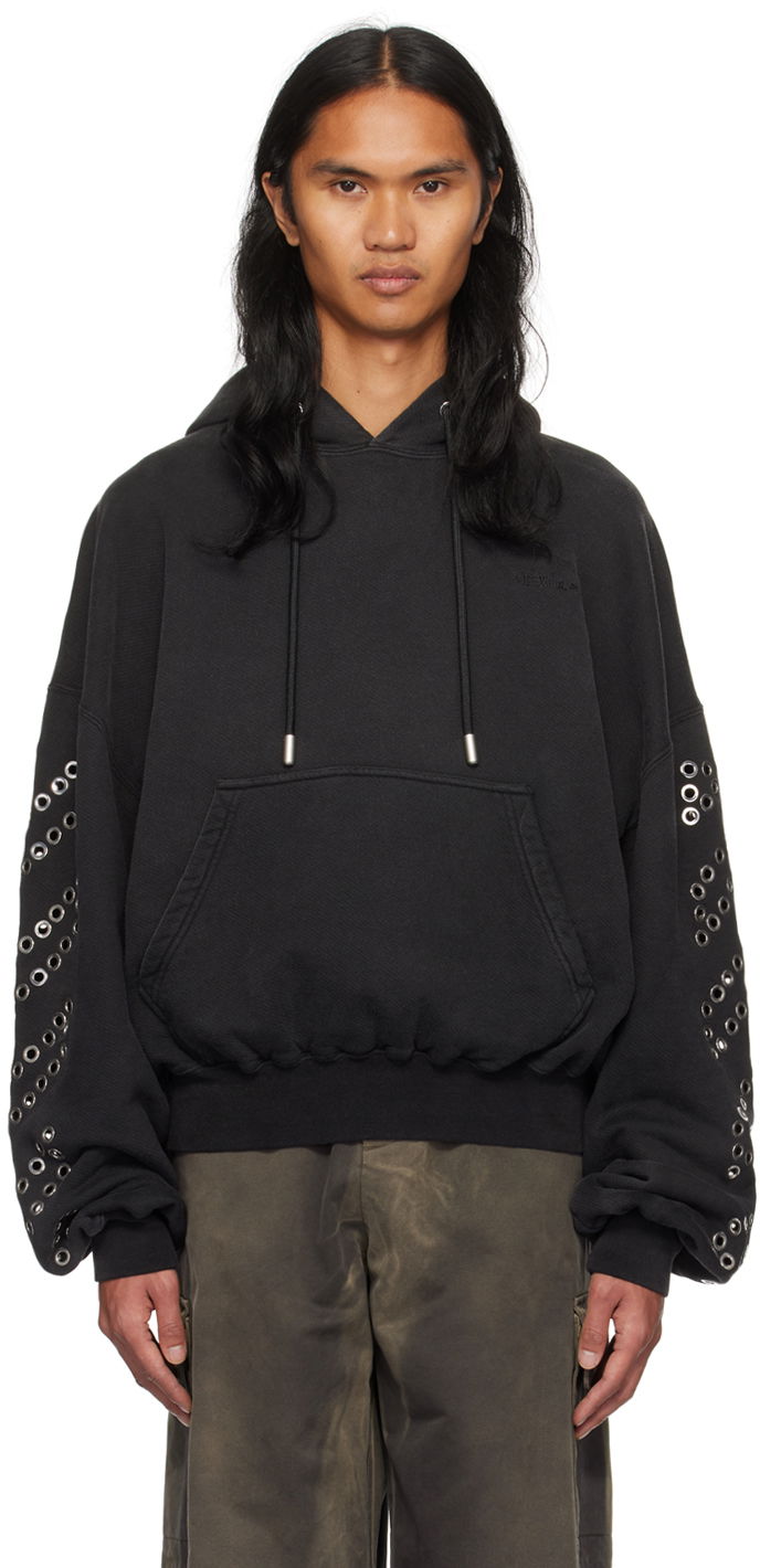 Sweatshirt Off-White Black Eyelet Hoodie Sort | OMBB118F23FLE0121000