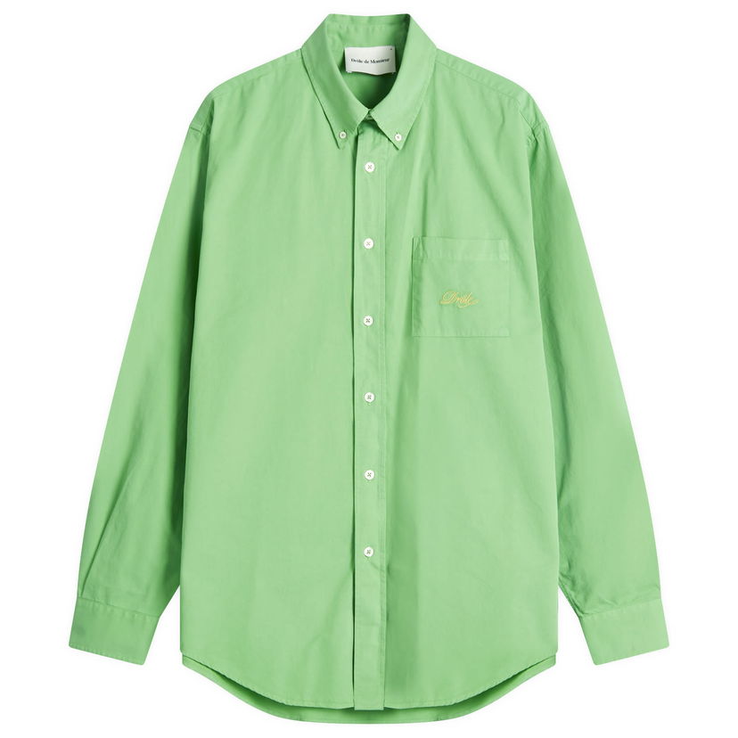 Skjorte Drôle de Monsieur Oxford Cotton Long Sleeve Shirt, Size Large Grøn | G-SH195-CO178-AV