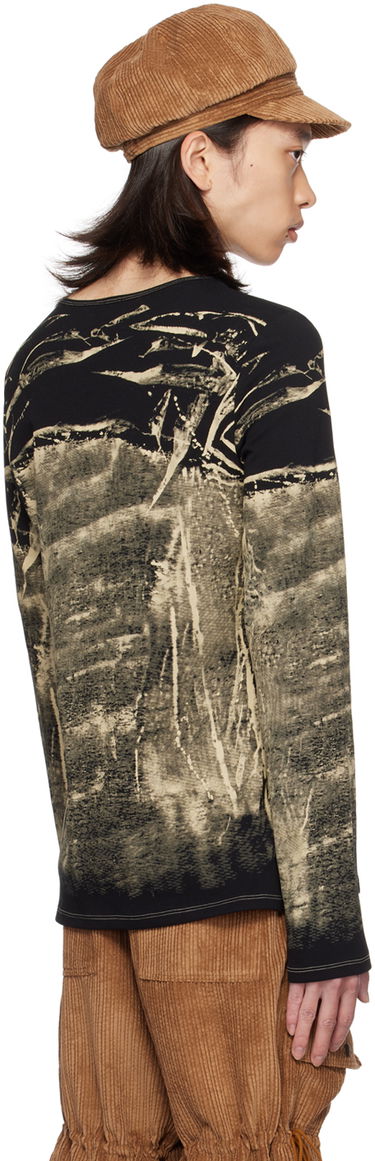 T-shirt Anna Sui Exclusive Black & Beige Graphic Long Sleeve T-Shirt Sort | MT624A1, 2