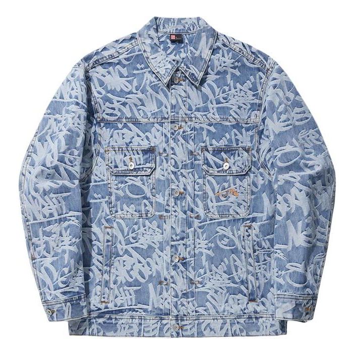 Jakke Li-Ning All-Over Print Denim Jacket Blå | AJDU141-1