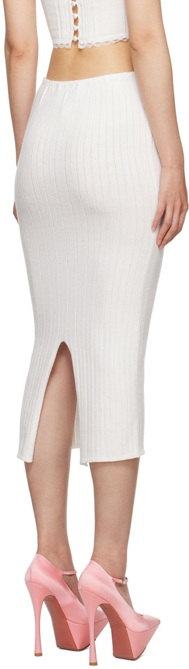 Nederdel GUIZIO Guizio Ribbed Midi Skirt Hvid | H23613S011, 2