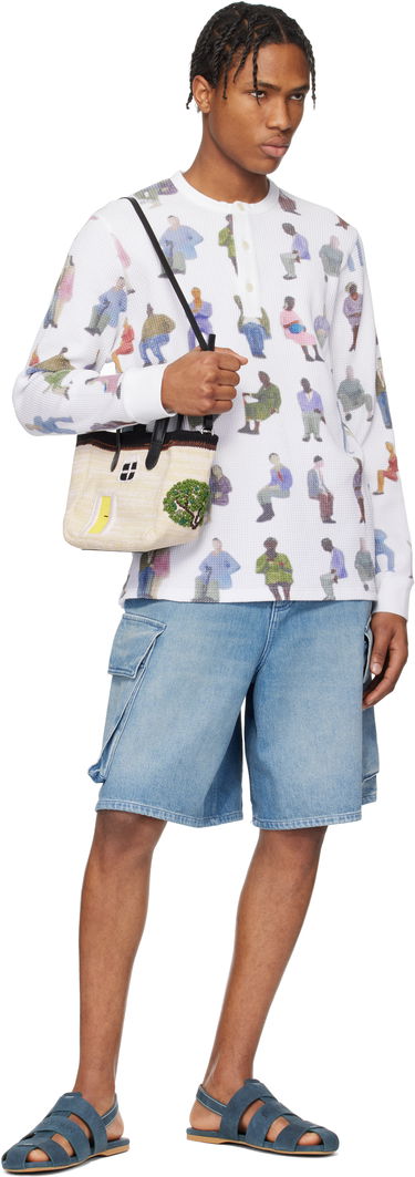 Sweater JW Anderson JW Anderson Printed Waffle Henley Hvid | JO0260-PG1737, 3
