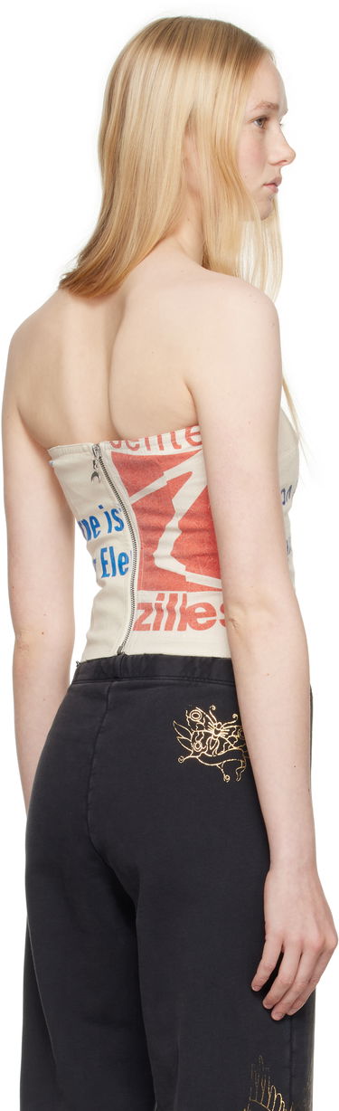 Tanktop Marine Serre Marine Serre Regenerated Bustier Top Beige | WTO436A UWOV0009, 2