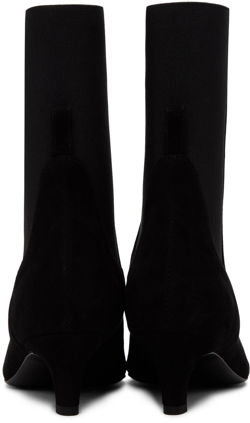 Sneakers og sko TOTEME The Mid Heel Suede Boots Sort | 221-907-836, 1