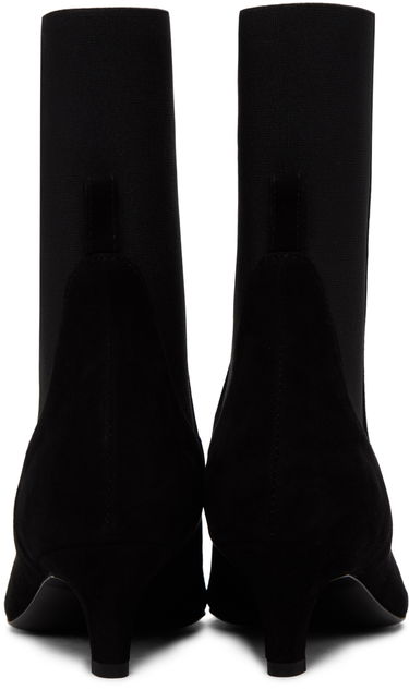 Sneakers og sko TOTEME The Mid Heel Suede Boots Sort | 221-907-836, 1