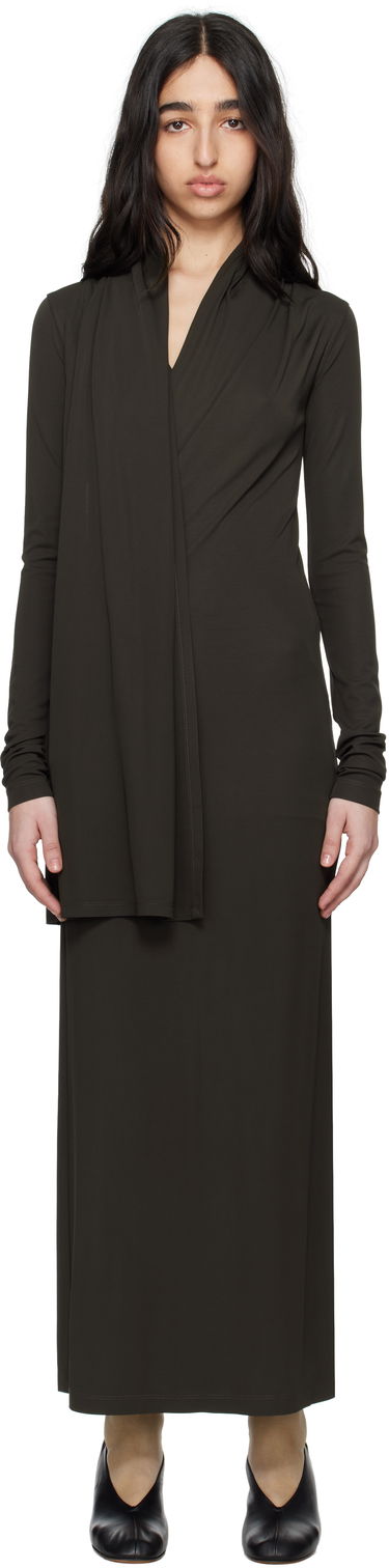 Kjole TOTEME TOTEME Overlapped Jersey Midi Dress Grøn | 252-WRD0172-FB0162, 0
