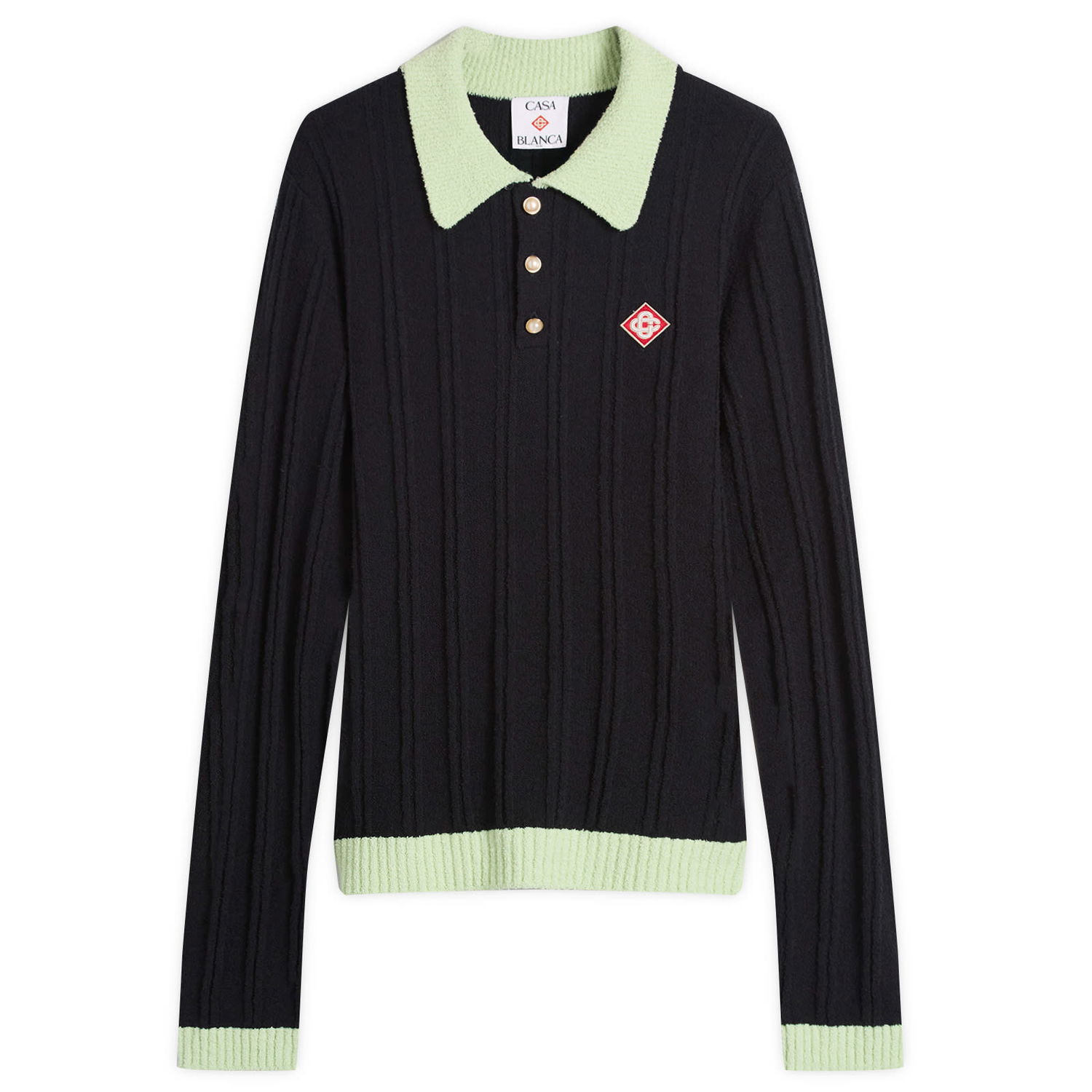 Polo skjorte Casablanca Casablanca Boucle Polo, Size Large Sort | MPF25-KW-1000-01, 1