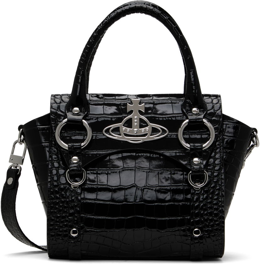 Håndtaske Vivienne Westwood Vivienne Westwood Small Betty Crocodile-Embossed Bag Sort | 47030004W-L0099-