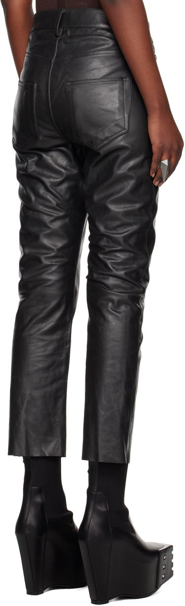 Bukser Rick Owens Rick Owens Hollywood Detroit Cut Leather Pants Sort | RP01E7324 LTP, 2