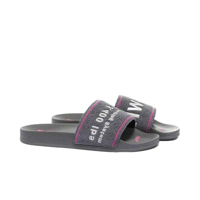 Sneakers og sko Off-White Chenille Slide Embroidered Grey Fuschia White Lilla | OMIC001S22MAT0030901