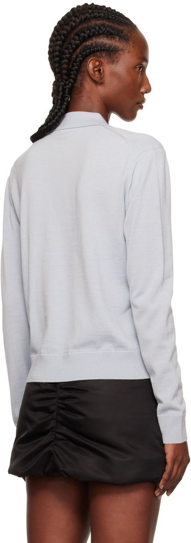 Polo skjorte We11done We11done Double Patched Knit Polo Blå | WD-KT2-25-679-W-GY, 2