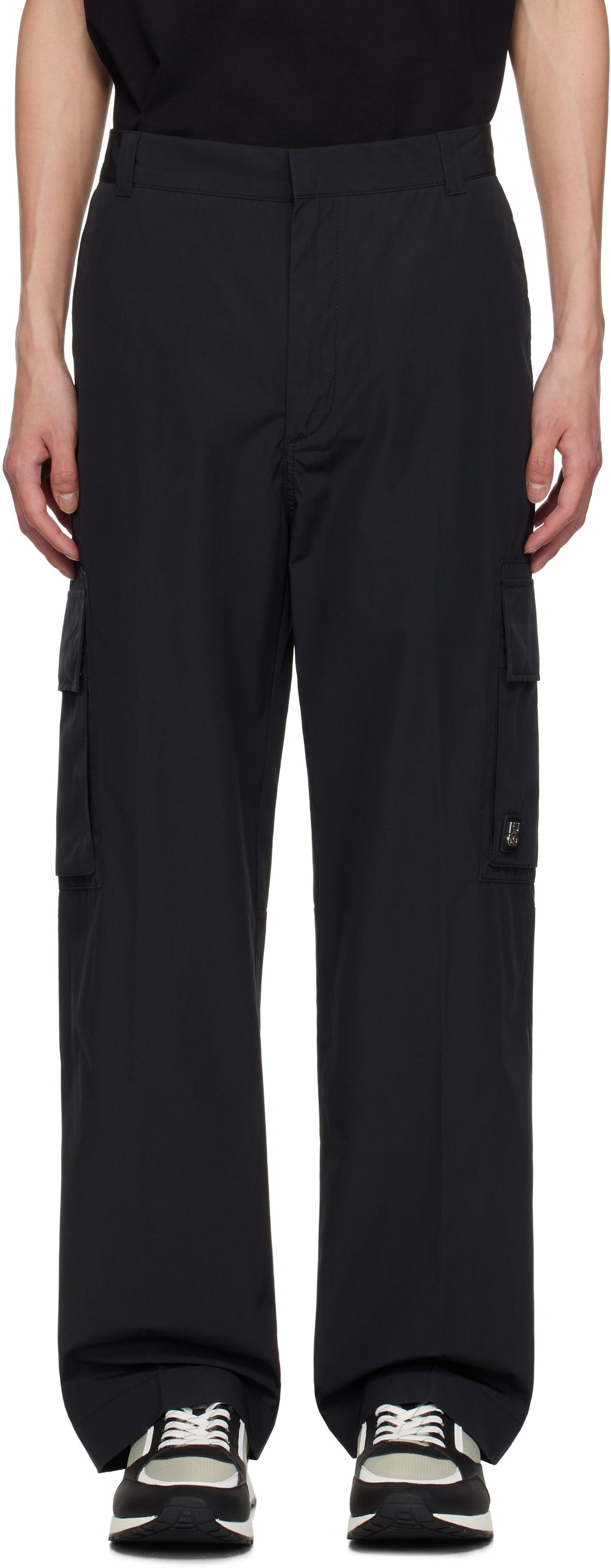 Cargo bukser BOSS Hugo Regular-Fit Water-Repellent Cargo Trousers Sort | 50530813, 0