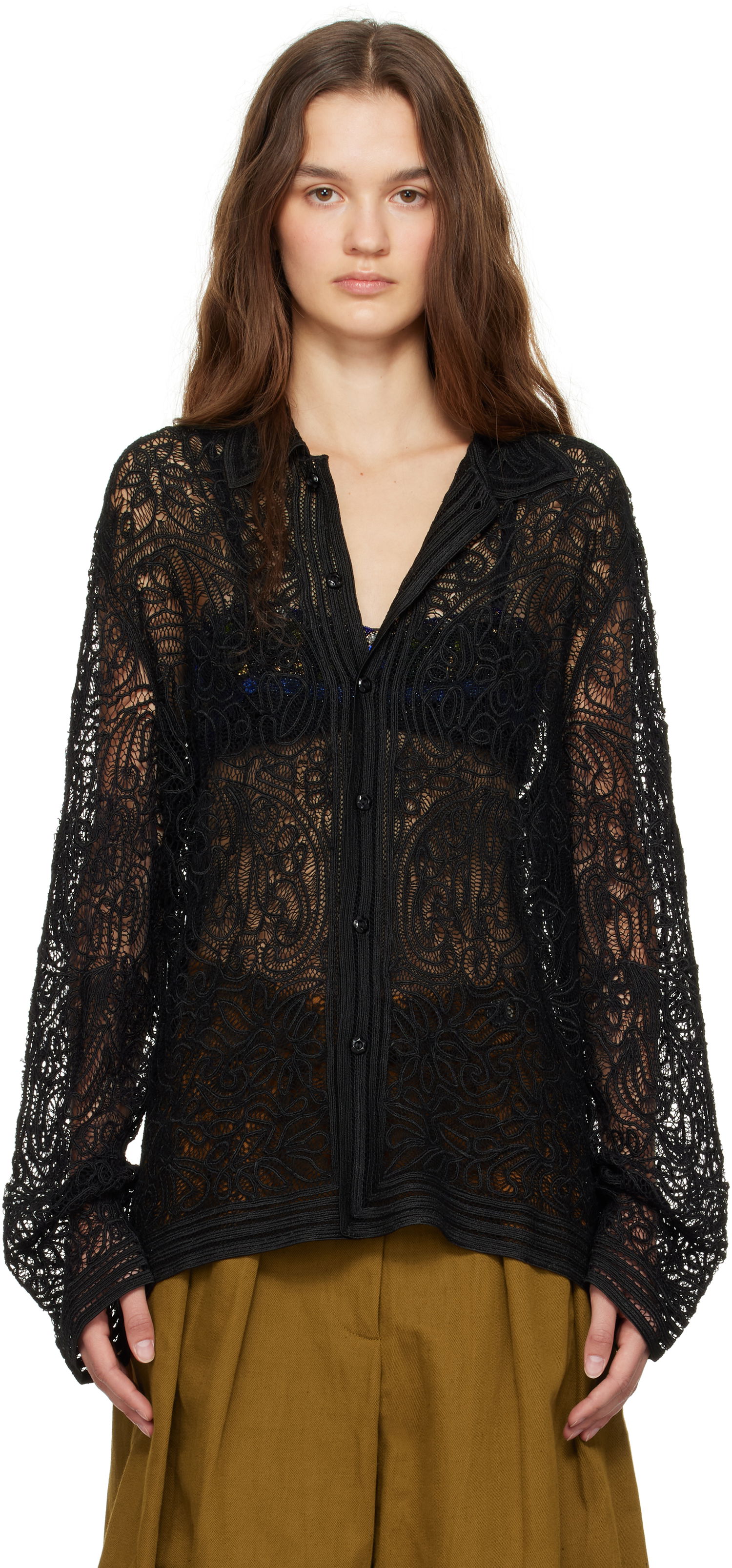 Skjorte Bode Threadwork Long Sleeve Sort | MRF24SH011, 0