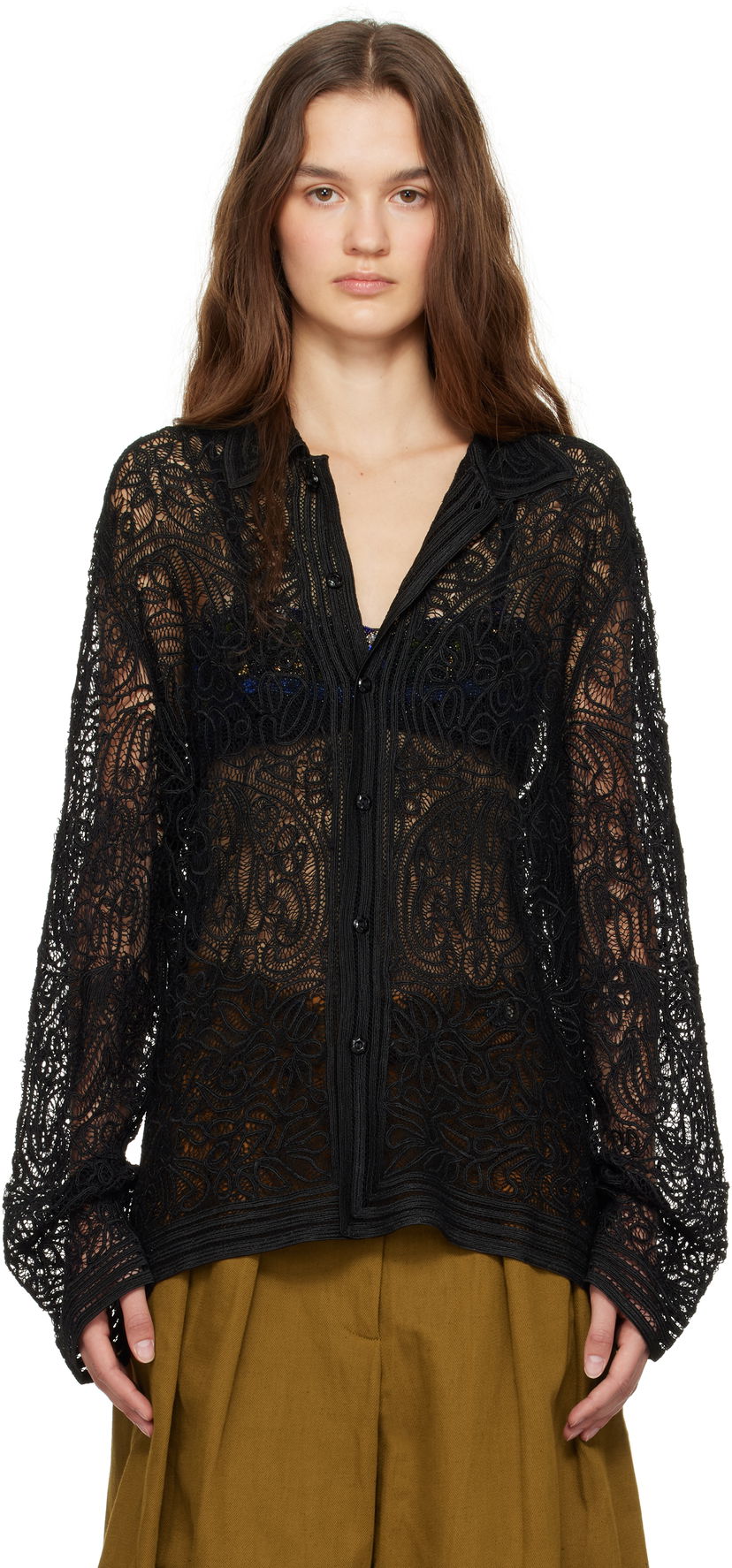 Skjorte Bode Threadwork Long Sleeve Sort | MRF24SH011
