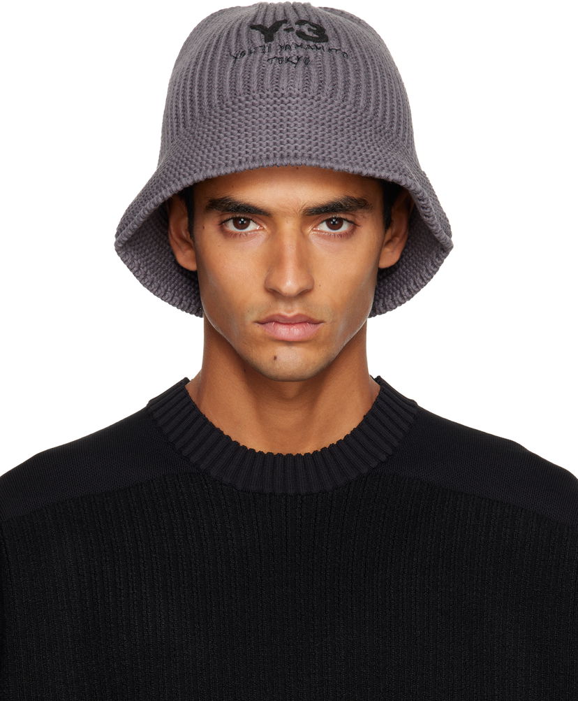 Hat Y-3 Y-3 Heritage Knit Bucket Hat Grå | KC0436