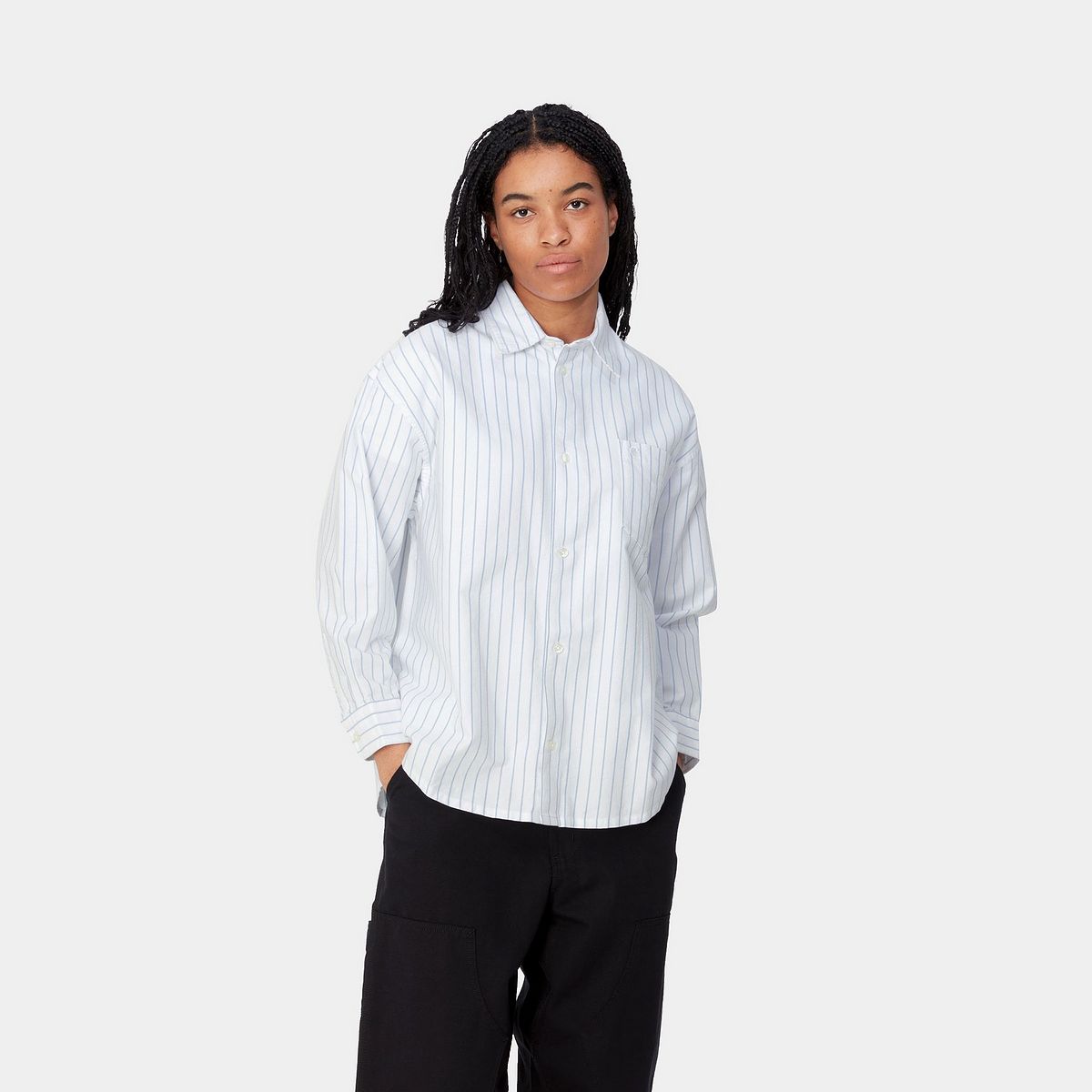Skjorte Carhartt WIP Striped Long Sleeve Shirt Hvid | I033839_8, 0