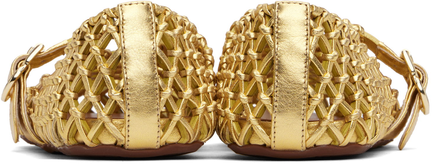 Skopleje Alaïa ALAÏA Braided Goatskin Ballerina Flats Metalisk | AA3A029CK281, 1