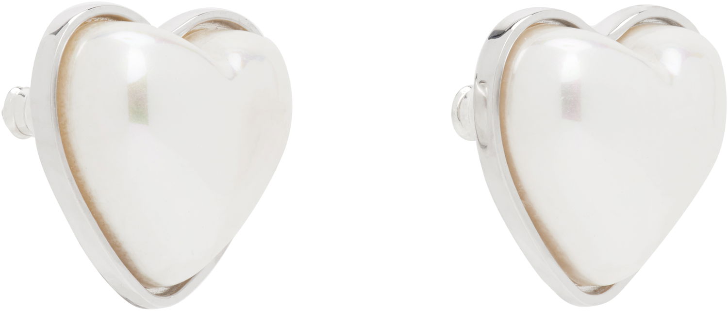 Øreringe Ambush AMBUSH Faux Pearl Heart Stud Earrings Hvid | 12115240, 1