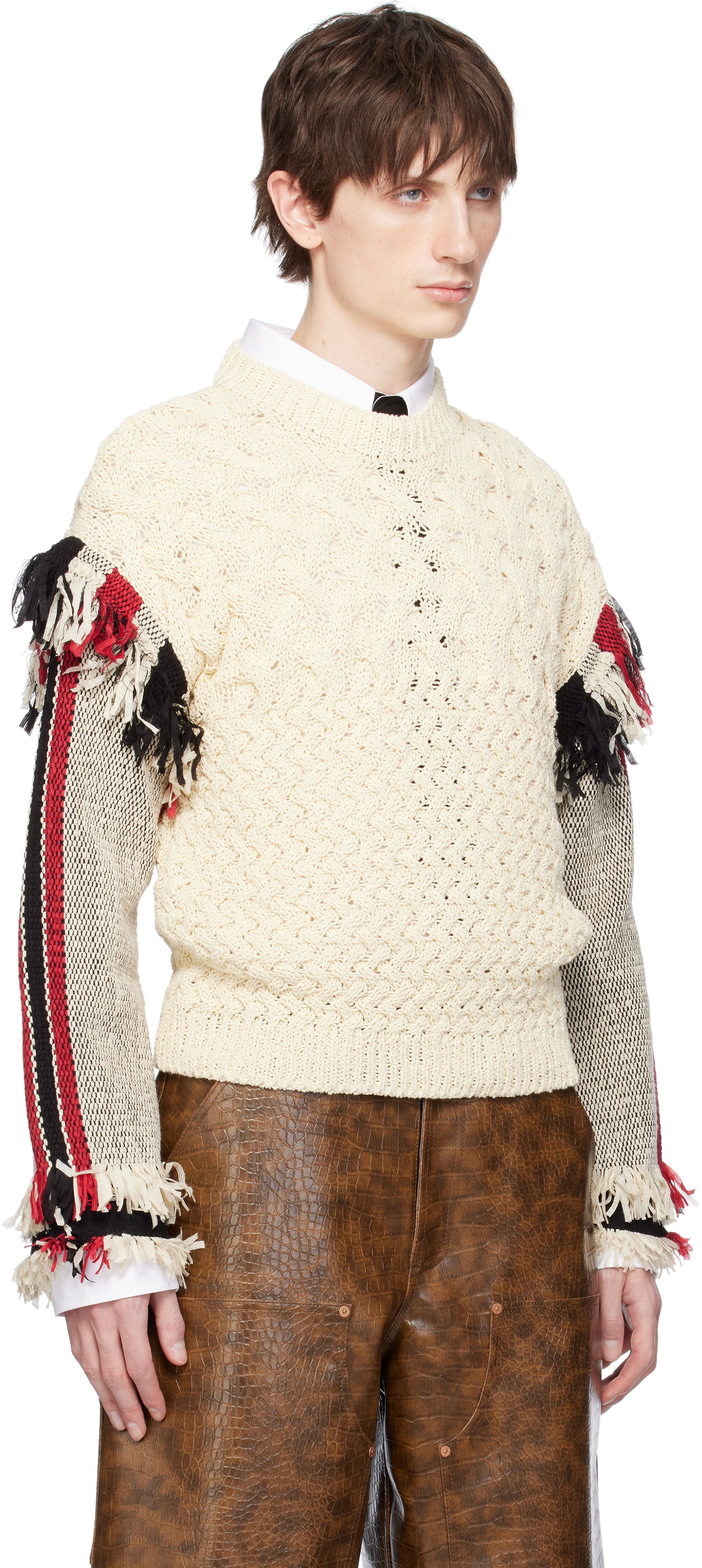 Sweater Andersson Bell Andersson Bell Tassel Sleeve Oversized Knit Sweater Hvid | atb1258u, 1