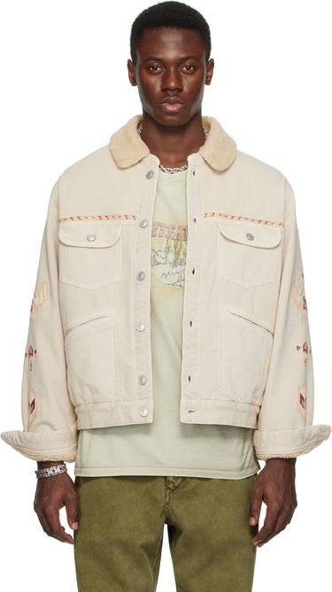 Jakke ISABEL MARANT Isabel Marant Jenson Embroidered Sherpa Denim Jacket Beige | 25PVE0184HA-C1H02H, 0