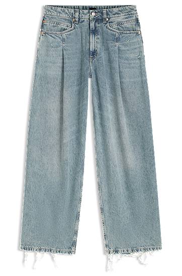 Jeans BOSS Wide-leg jeans with front pleats and frayed hems Blå | 50542435, 0