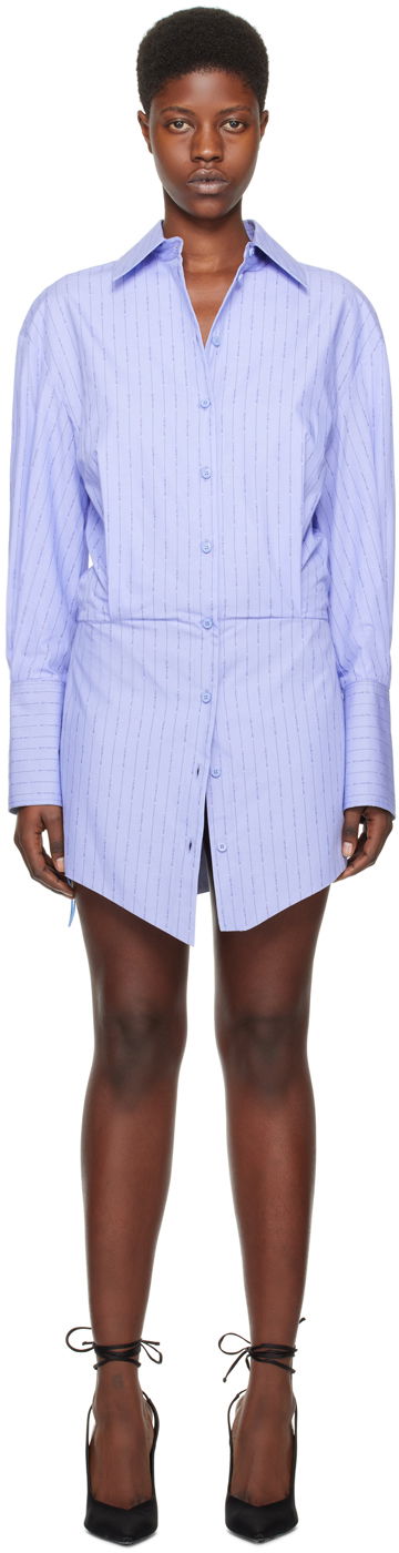 Kjole The Attico Attico Sylvie Pinstriped Minidress Lilla | 242WCA93 C078