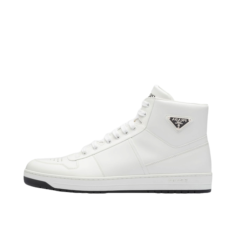 Sneakers og sko Prada Downtown High Top Sneakers Leather White White Black Hvid | 2TE183_3LJ6_F0964