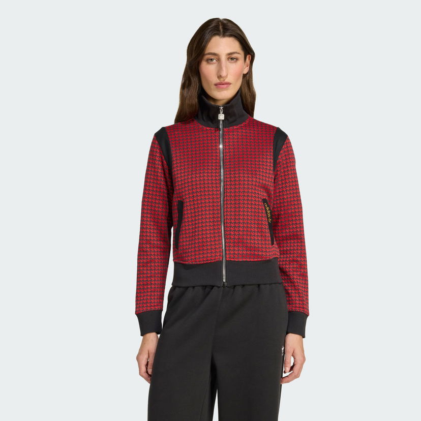 Jakke adidas Performance Houndstooth Print Track Top Rød | JY3461