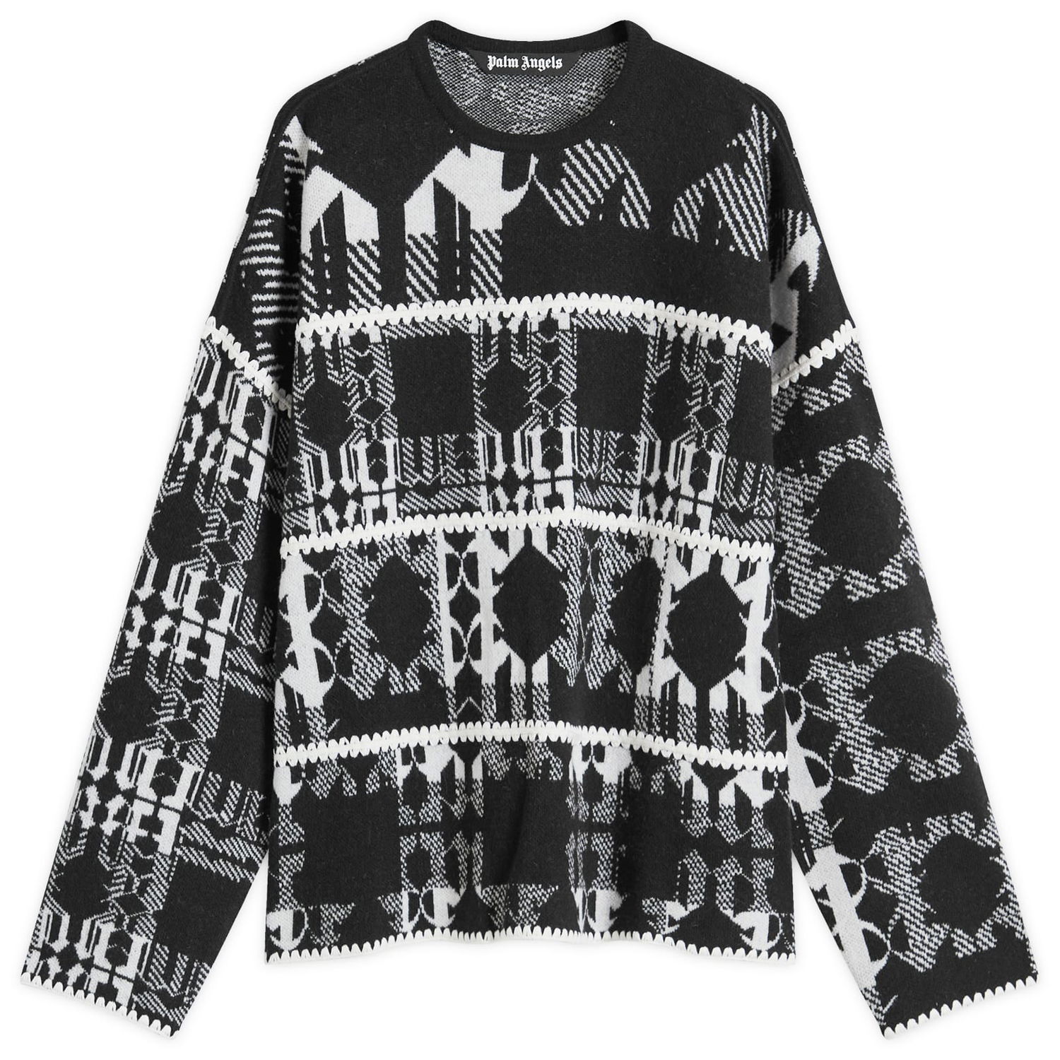 Sweater Palm Angels Monogram Knit Sweater Sort | PMHE048F24KNI0011003, 0