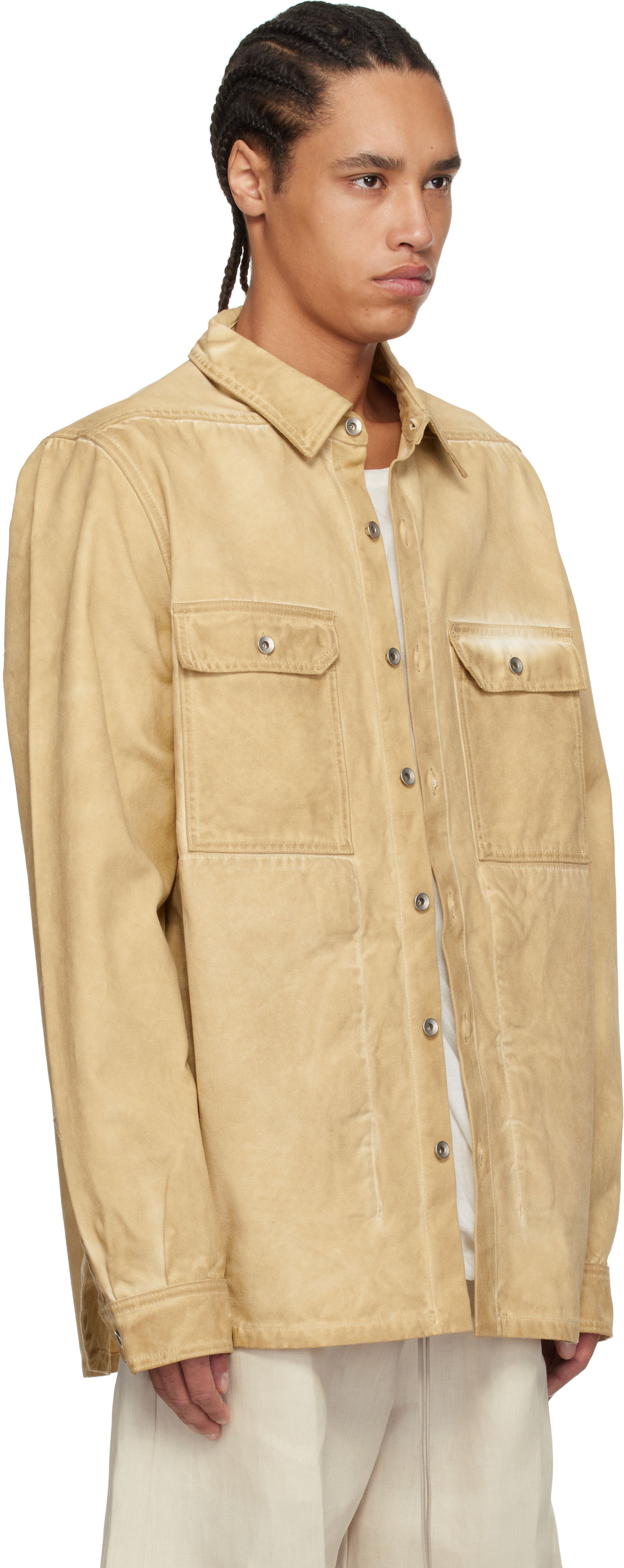 Skjorte Rick Owens Rick Owens DRKSHDW Hollywood Organic Cotton Overshirt Beige | DU01E3755 CVS, 1