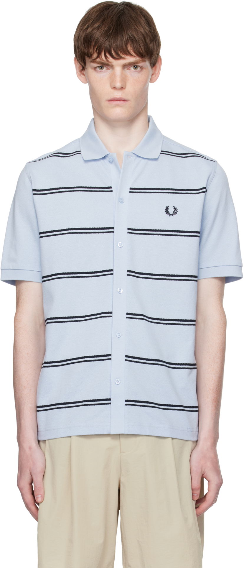 Polo skjorte Fred Perry Fred Perry Striped Button-Through Polo Blå | M9906