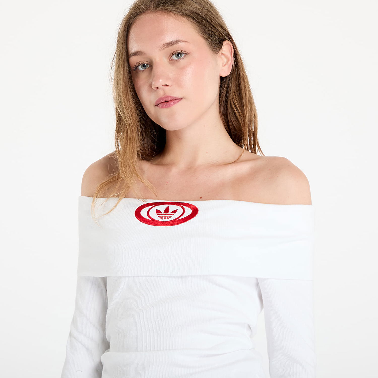 Sweater adidas Originals adidas Originals Off Shoulder Long Sleeve Top Hvid | KA2691, 1