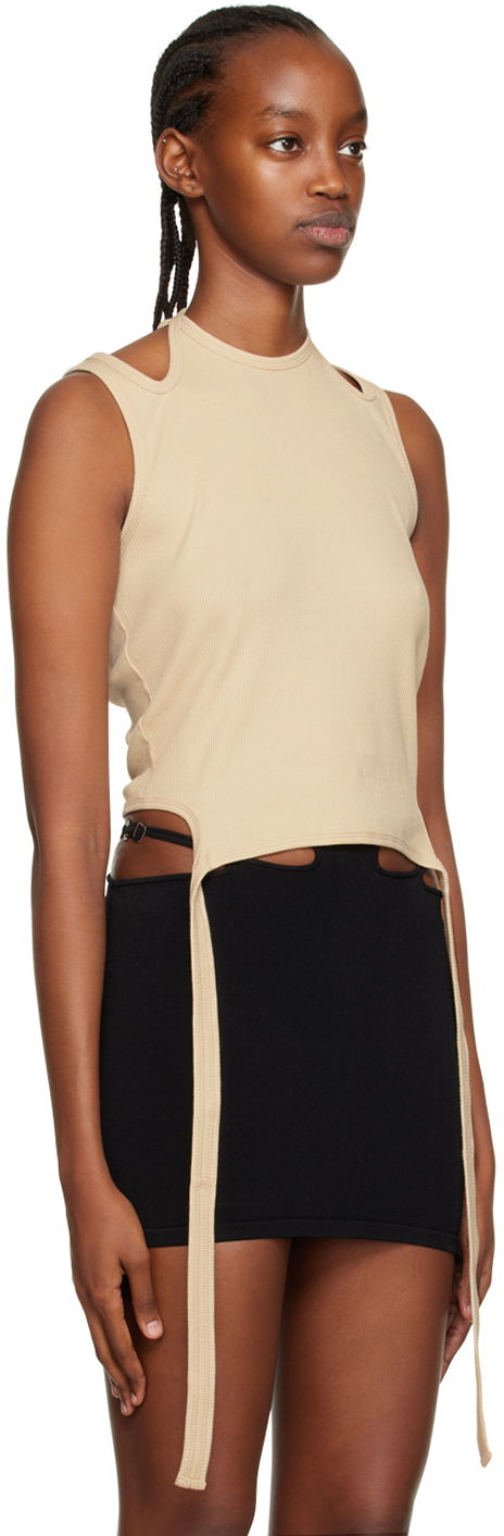Tanktop Dion Lee Halter Neck Tie Tank Top Beige | C3029R22, 1