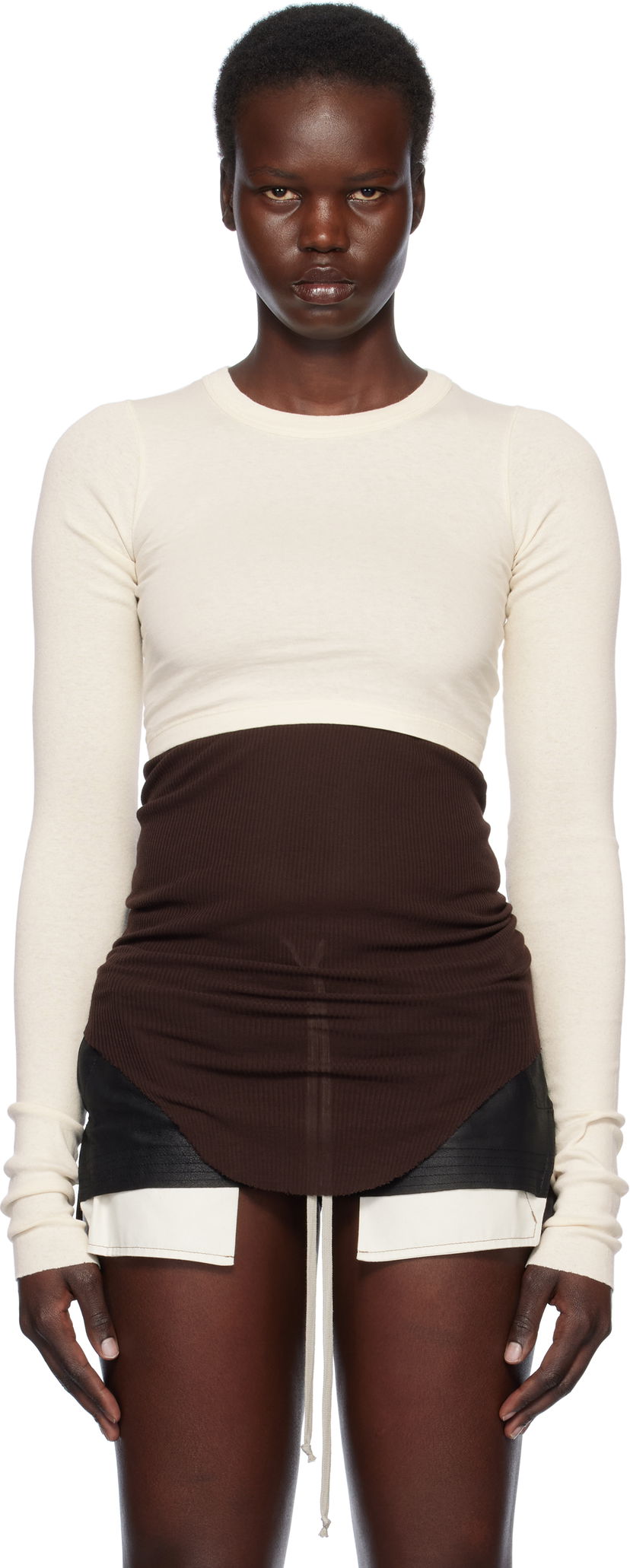 Crop top Rick Owens Rick Owens Hollywood Classic Crop T-Shirt Beige | RP01E7220 JNC