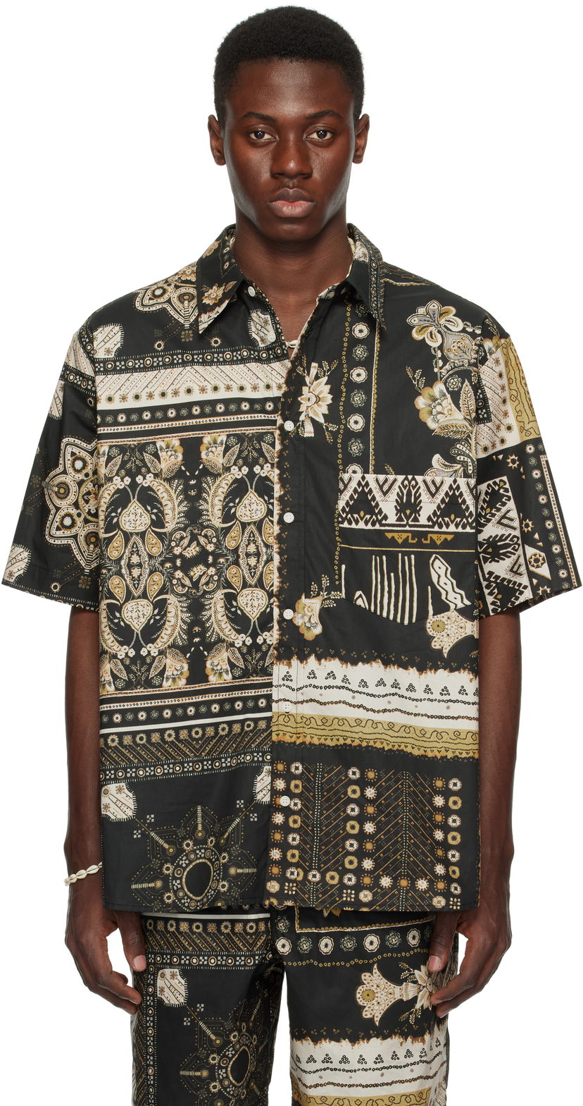 Skjorte ISABEL MARANT Isabel Marant Garlonn Patchwork Print Shirt Sort | 25PCH0216HA-C1I09H