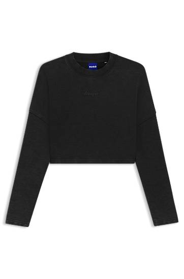 Crop top BOSS Cropped Cotton Sweatshirt Sort | 50545035, 0