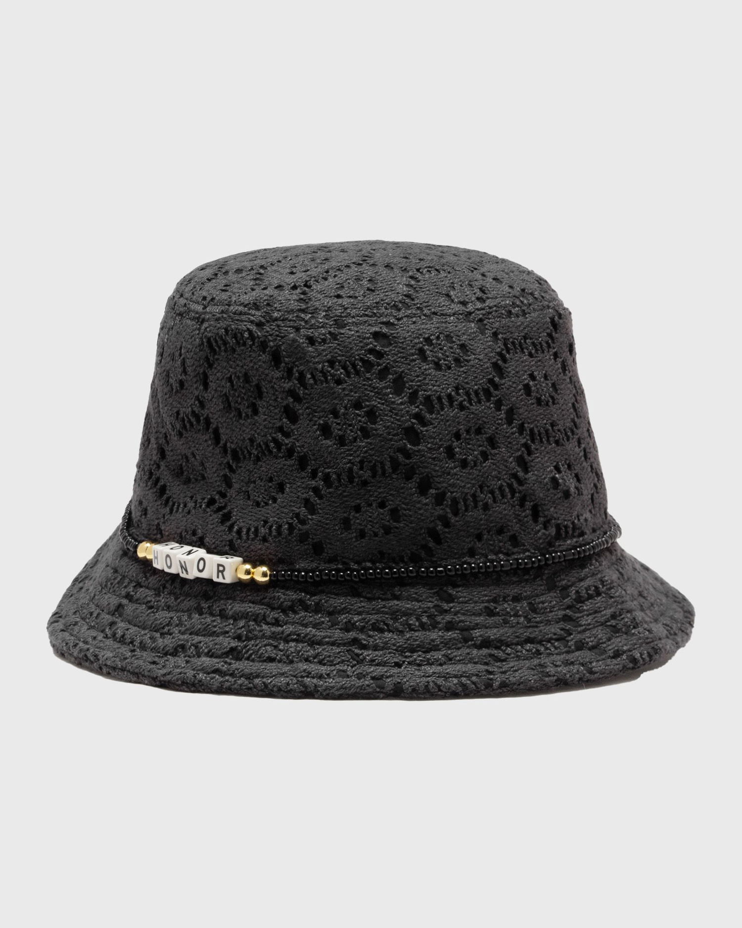Hat Honor The Gift Friendship Crochet Bucket Hat with 'Honor' Bead Detail Sort | HTG250272-BLACK, 0
