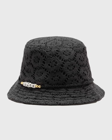 Hat Honor The Gift Friendship Crochet Bucket Hat with 'Honor' Bead Detail Sort | HTG250272-BLACK, 0